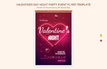 Valentines Day Night Party Event Flyer Template product preview thumbnail