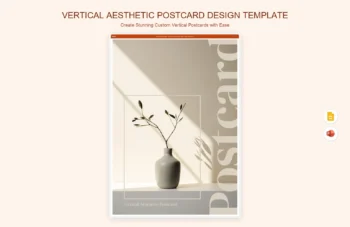 Vertical Aesthetic Postcard Design Template product preview thumbnail