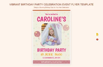Vibrant Birthday Party Celebration Event Flyer Template product preview thumbnail