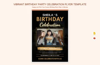 Vibrant Birthday Party Celebration Flyer Template product preview thumbnail