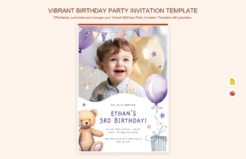 Vibrant Birthday Party Invitation Template product preview thumbnail
