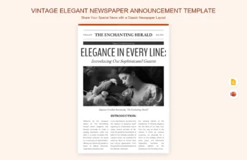 Vintage Elegant Newspaper Announcement Template product preview thumbnail