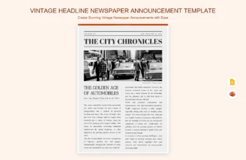 Vintage Headline Newspaper Announcement Template product preview thumbnail