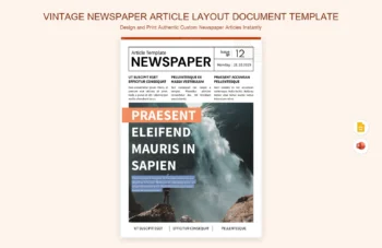Vintage Newspaper Article Layout Document Template product preview thumbnail