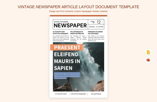 Un Newsletter Example Vintage Newspaper Article Layout Template | ReadymadeFiles