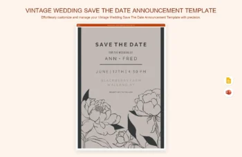 Vintage Wedding Save The Date Announcement Template product preview thumbnail