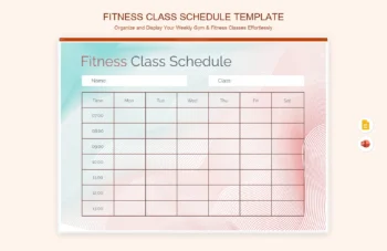 Fitness Class Schedule Template product preview thumbnail