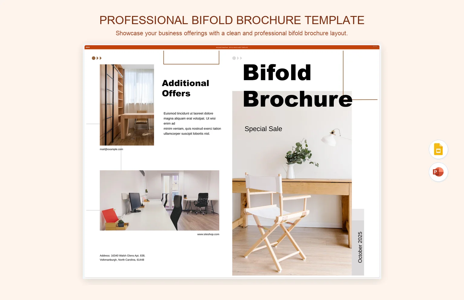 Professional Bifold Brochure Template product preview thumbnail