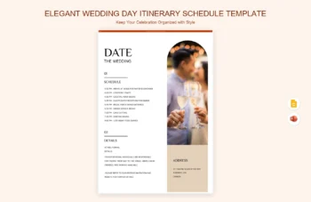 Elegant Wedding Day Itinerary Schedule Template product preview thumbnail