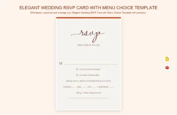 Elegant Wedding RSVP Card with Menu Choice Template product preview thumbnail