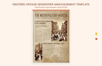 Western Vintage Newspaper Announcement Template product preview thumbnail