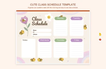 Cute Class Schedule Template product preview thumbnail